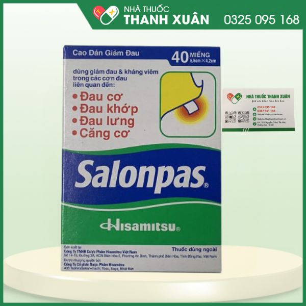 Cao dán giảm đau Salonpas giúp giảm đau, kháng viêm